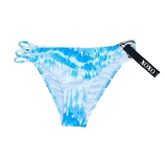 XOXO Blue Tie-Dye Cutout Side Hipster Bikini Bottoms, Size L, NWT - Picture 5 of 8